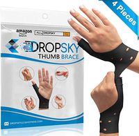 DropSky [4pcs] Gel Wrist Thumb Support Braces Soft Waterproof Breathable, Relief Pain Carpal Tunnel, Arthritis Thumb, Fits Both Hands, Lightweight, Therapy Elastic Silicone, Stabilizer Support [Black]