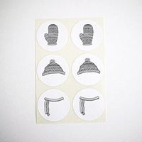 Winter Holiday Cozy Accessories Stickers, Sweater, Mittens, Scarf Seals, Labels, Christmas Gift Wrap, by Once Upon Supplies, 1.5 Inches, 30 Stickers