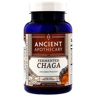 Ancient Apothecary Fermented Chaga Mushroom Supplement, 90 Capsules — Infused with Organic Essential Oils, Ashwagandha Extract and Digestive Bitters