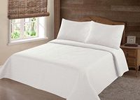 NEW 2/3PC NENA BED BEDSPREAD QUILT SET COVERLET SOLID STIPPLING STITCHE MODERN /Queen -Ivory