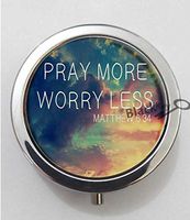 BlackKey Pray More Worry Less 3-Compartment Decorative Pocket Gift Box Case Organizer for Pill, Color 1-820