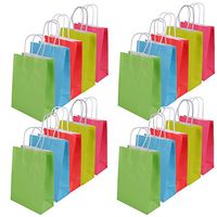 20 Piece Set of Assorted Color Party Bags, Paper Party Favor Bags, Colored Birthday Party Gift Bags, Perfect Colored Bags with Handles for Birthdays Other Parties! (Solid Color)