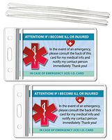 Medical ICE Alert Card in Case of Emergency I.D. Identification Wallet Heavyweight 32 Pt. Card Stock - Our Thickest (Qty. 2 w/Sealable Pouches)