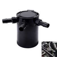 3/8" NPT Baffled 3-Port Oil Catch Can/Tank/Air-Oil Separtor 2 Inlets 1 Outlet Black