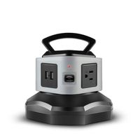 TNP Power Strip with USB Surge Protector - 3 AC Outlet + 2 USB Port Charger Charging Station Power Supply Adapter Multi Socket Plug Powerstrips Bar Stand Tower, Individual Switch, 6FT Extension Cord