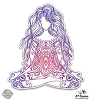 GT Graphics Sitting Yoga Girl Colorful - 5" Vinyl Sticker - for Car Laptop I-Pad - Waterproof Decal