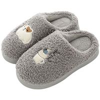 residentD 🌷🌷3.5-10Y Toddler Kids Home Slippers Baby Girls Boys Cartoon Warm Indoors Floor Shoes (Age:6.5-7Years, Gray)