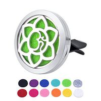 HOUSWEETY Car Air Freshener Aromatherapy Essential Oil Diffuser Vent Clip with 12 Refill Pads -Om Ohm Aum Yoga Symbol Flower