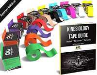 Physix Gear Sport Waterproof Kinesiology Tape 16ft Uncut Roll with 82pg EGuide - Ktapes Kinesiology Tape, Knee Tape for Knee,  Muscle Tape Kinesiology Tape for Sports Taping, Weightlifting Tape