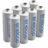 Sanyo Eneloop 8 Pack AA NiMH Pre-Charged Rechargeable Batteries-Newest version-FREE BATTERY HOLDER- Rechargeable 1500 times