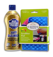 Best Nonstick Pan Cleaner Set - Works for Cleaning Teflon, Non Stick Pots Pans - The Crown Choice Scrubber Pad and Bar Keepers Friend Soft Cleanser 13oz - NonStick Pan Scrubbing Pad