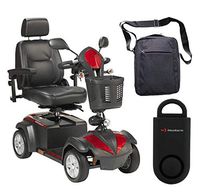 Drive Ventura Power Mobility Scooter, 4 Wheel, 20" Captains Seat & Free 130 dB Black Personal Safety Alarm/Siren! + Front Zip Pocket Medical Utility Black Bag!