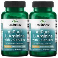 Swanson Amino Acid Ajipure L-Arginine with L-Citrulline 60 Veg Capsules (2 Pack)