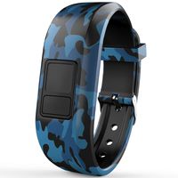 iBREK for Garmin Vivofit jr/jr 2/3 Bands, Silicon Adjustable Camouflage Replacement Watch Bands for Kids Boys Girls Small Large(No Tracker)-Small,Blue Camo
