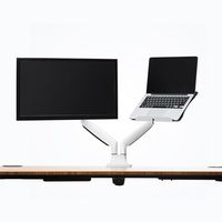Jarvis Monitor Mounting Arm - Fits up to 32" Computer Displays (Dual with Laptop Tray, White)