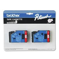 Brother TC-21 Red on White Tape Cartridges for P-Touch Labelers, .47" x 25.2' 2/Pack
