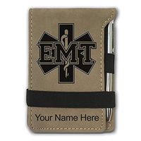 Mini Notepad, EMT Emergency Medical Technician, Personalized Engraving Included (Light Brown)