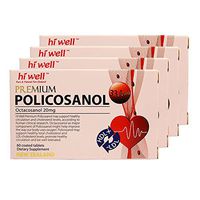 Hiwell Premium Policosanol 33.4mg (Octacosanol 20mg) 60 Tablets (Pack of 4)
