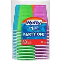 Hefty Disposable Plastic Cups In Assorted Colors -16 Oz, 80Count