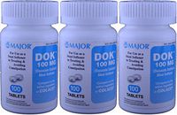 Docucate Sodium 100 mg Crushable Tablets for Gentle, Reliable Relief from Occasional Constipation Generic for Colace Crushable 100 Tablets per Bottle Pack of 3 Bottles Total 300 Tablets