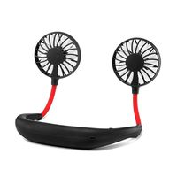 TIAN-K Hand Free Personal Fan, Headphone Design Wearable Portable USB Rechargeable Neckband Mini Fan with 3 Speed Adjustable for Indoor Outdoor (Black)