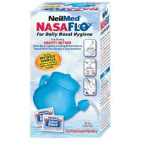 Neilmed Nasaflo netipot nasal hygiene with 50 premixed packets 240ml netipot nasal pot saline wash system by Neti Pot
