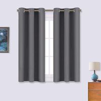 NICETOWN Grey Blackout Curtain Panels for Bedroom, Thermal Insulated Grommet Top Blackout Draperies and Drapes for Basement (2 Panels, W34 x L45-inch, Grey)
