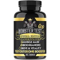 Angry Supplements Monster Test Gold, Testosterone Booster for Men – Concentrated Formula, Safe, Natural Energy Pills, Maximum Muscle Growth and Pump - Increase Stamina and Workout Recovery (1-Bottle)