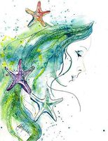 Mermaid Princess Blank Note Card Assortment: 4 Artistic All Occasion Watercolor Cards, with Envelope