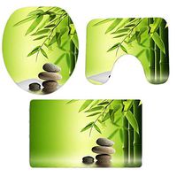 Christmas Winter Pgojuni Bathroom Non-Slip Pedestal Rug + Lid Toilet Cover + Bath Mat Set 3PCS (C)