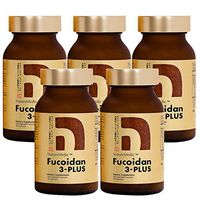 NatureMedic Fucoidan 3-Plus Brown Seaweed Immunity Supplement with Three Type of High Purity Fucoidan Organic Mekabu Fucus Mozuku Agaricus 160 Vegetable Capsules Made in Japan (5Pack)