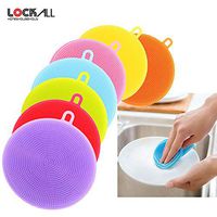 Silicone Sponge Plus Bonus - Food Grade Reusable Sponges for Dishes Silicone Scrubber, Silicone Sponges Multipurpose Kitchen Scrub Sponges,Pink