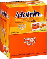 Motrin Ibuprofen Pain Relief/Fever Reducer Tablets, 2 Per Pack, 50 ea (2 Pack)
