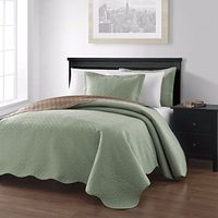 unbrand Collection Mesa 3-Piece Oversized Reversible Coverlet Bedspread King/Sage/Taupe Colors
