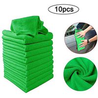 Loprt Microfiber Cleaning Wipes Cloth, Car Cleaning Towel Kit,Solid Color Home Cleaning Set,10 Pack (Green)