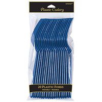 Amscan 4549.74 Premium Plastic disposable-forks, 20 pieces, Navy Flag Blue