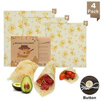 3 Pack Beeswax Food Wrap with Button, Eco Friendly Bees Wax Reusable Food Storage Wraps Natural Cotton Beeswax Wrap Alternative To Plastic Bags for Household Daily Use (Honeycomb Pattern)