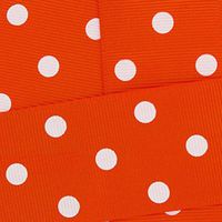 1.5" Grosgrain Ribbon White Dots 750 Orange 25yd