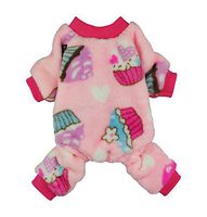 Fitwarm Sweet Cupcake Pet Clothes for Dog Pajamas PJS Coat Soft Velvet Pink Medium