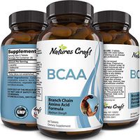 Natures Craft's BCAA Branched Chain Amino Acids Supplement Natural Muscle Builder Pure Energy Booster and Workout Exercise Support for Men and Women Boost Recovery L-Leucine L-Valine 60 Tablets