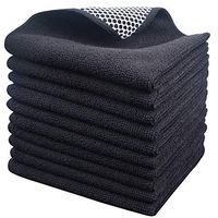 Sinland Microfiber Dish Cloth Best Kitchen Cleaning Cloths Wash Cloths with Poly Scour Side 12Inchx12Inch10 Pack Black
