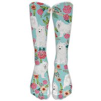 Samoyed Dogs Floral Dog Unisex Compression Socks For Running, Nurses, Shin Splints, Travel, Flight, Pregnancy & Maternity.
