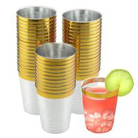 NYHI Clear Hard cocktail glasses plastic disposable Cups (50 Pack) 10-Ounce Break Resistant Disposable Wine Tumblers | Premium Wedding Party bar cups plastic | Stunning Drinking Cups for Any Event