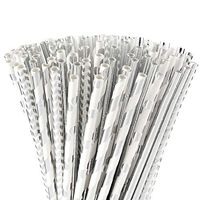 ALINK Biodegradable Silver Paper Straws Bulk, Pack of 100 Metallic Foil Striped/Wave/Dots Straws for Birthday, Wedding, Bridal/Baby Shower, Celebrations and Party Supplies