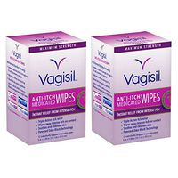 Vagisil Anti-Itch Medicated Wipes, Maximum Strength, 12 Wipes - Pack of 2