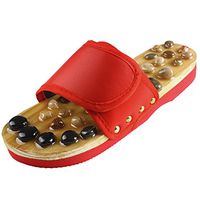 Andux Land Natural Stone Massage Shoes Massage Foot Slipper - Reflexology Sandals TX-01 (38, red)