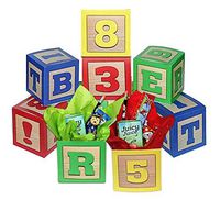 Party Drop Box ABC Blocks Party Favor Boxes (8ct Package, Numbers and Letters - 2 Blue 2 Red 2 Green 2 Yellow)