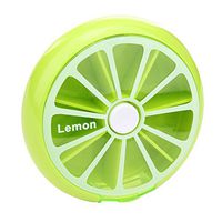 Whitelotous 1 Piece Portable Rotating 7 Compartment Weekly Pill Organizer Travel Medicine Tablet Holder Storage Case Box Dispenser, Cute Fruit Style (Lemon)