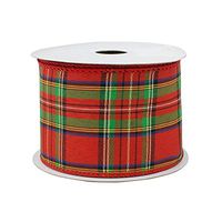 Wired Plaid Christmas Wreath Ribbon - 2 1/2" x 10 Yards, Christmas Plaid, Valentine's Day, Garland, Gifts, Wrapping, Wreaths, Bows, Boxing Day