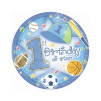 1st Birthday Boy 'All-Star' Large Paper Plates (18ct)